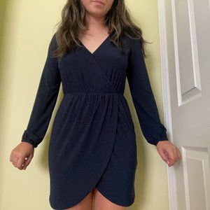 Forever 21 Navy Blue Long Sleeve Tulip Dress